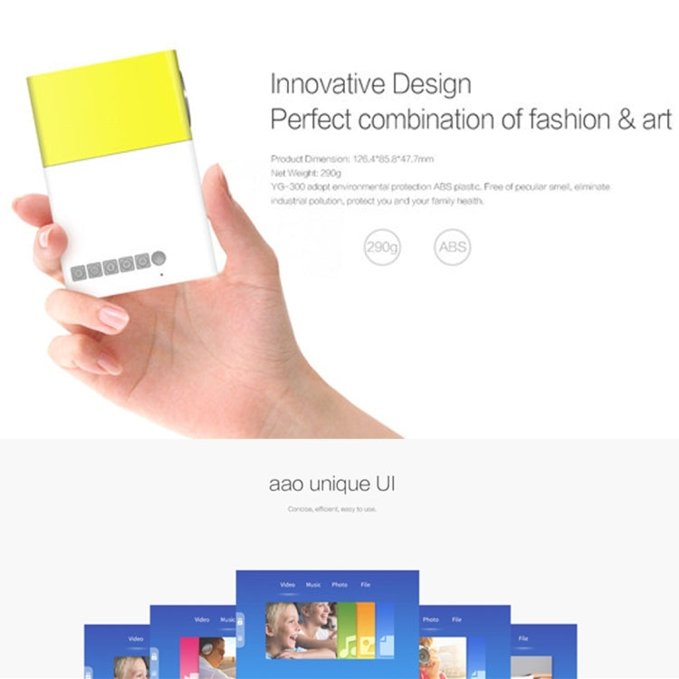 YG300 400LM Portable Mini Home Theater LED Projector with Remote Controller, Support HDMI, AV, SD, USB Interfaces(Black) by bashfashion