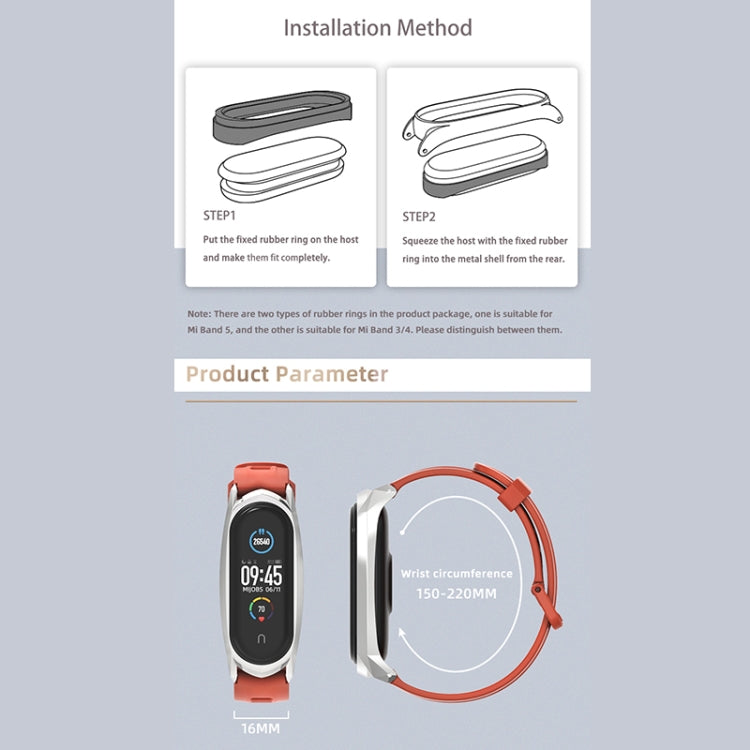 For Xiaomi Mi Band 6 / 5 / 4 / 3 Mijobs Flat Hole Silicone Watch Band, Style:Plus Case(Grey+Silver) by MIJOBS