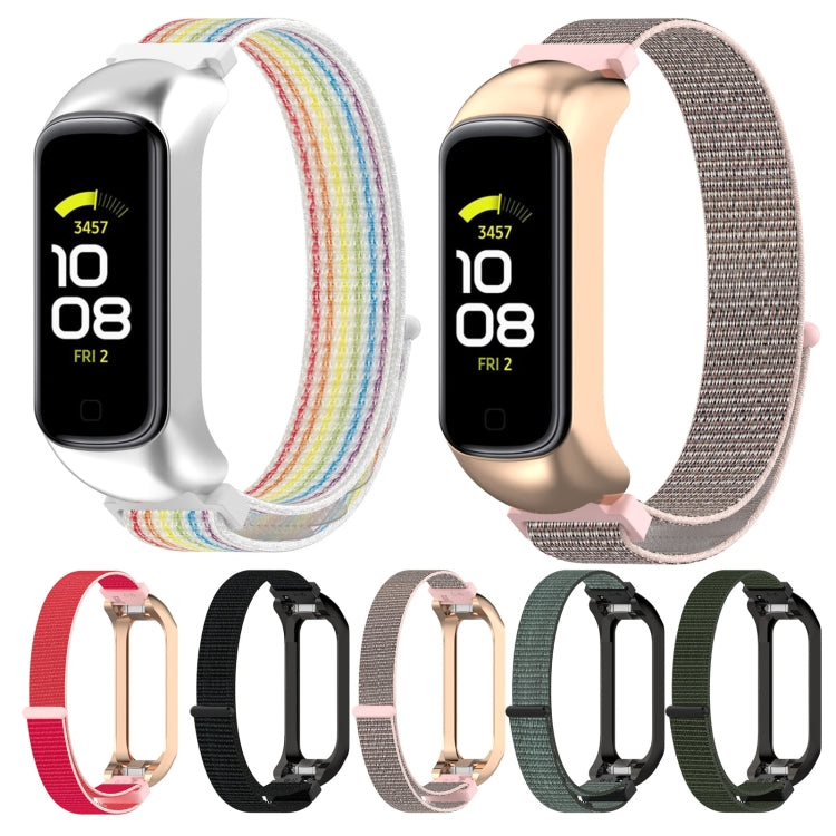 For Samsung Galaxy Fit 2 SM-R220 Nylon Loop Watch Band(Seashell + Silver Frame) by bashfashion