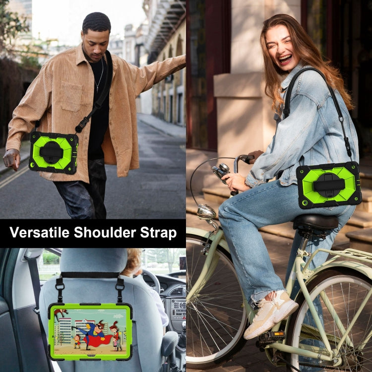 For Samsung Galaxy Tab A9+ Contrast Color Robot C2 Silicone Hybrid PC Tablet Case(Black Yellow Green) by bashfashion