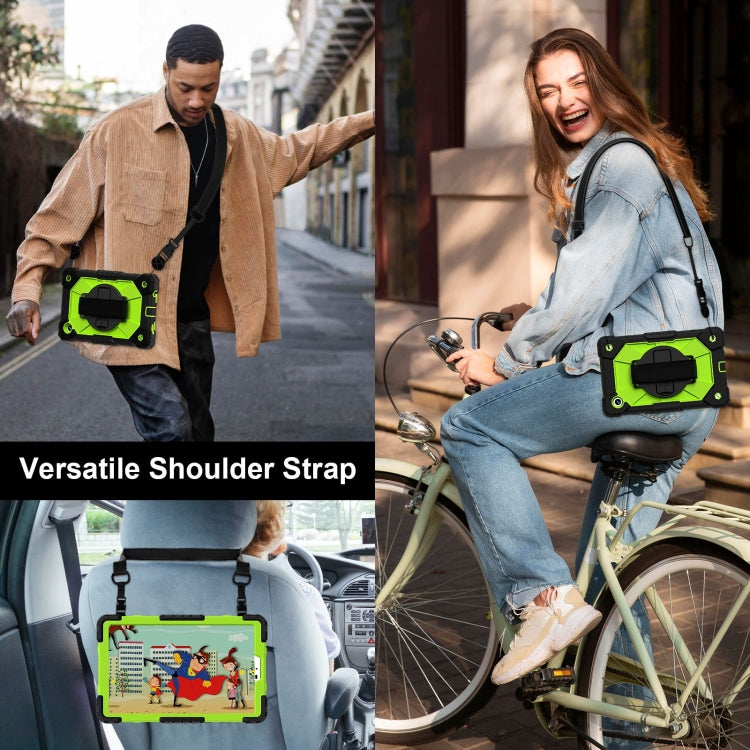 For Samsung Galaxy Tab A9 Contrast Color Robot C2 Silicone Hybrid PC Tablet Case(Black Yellow Green) by bashfashion