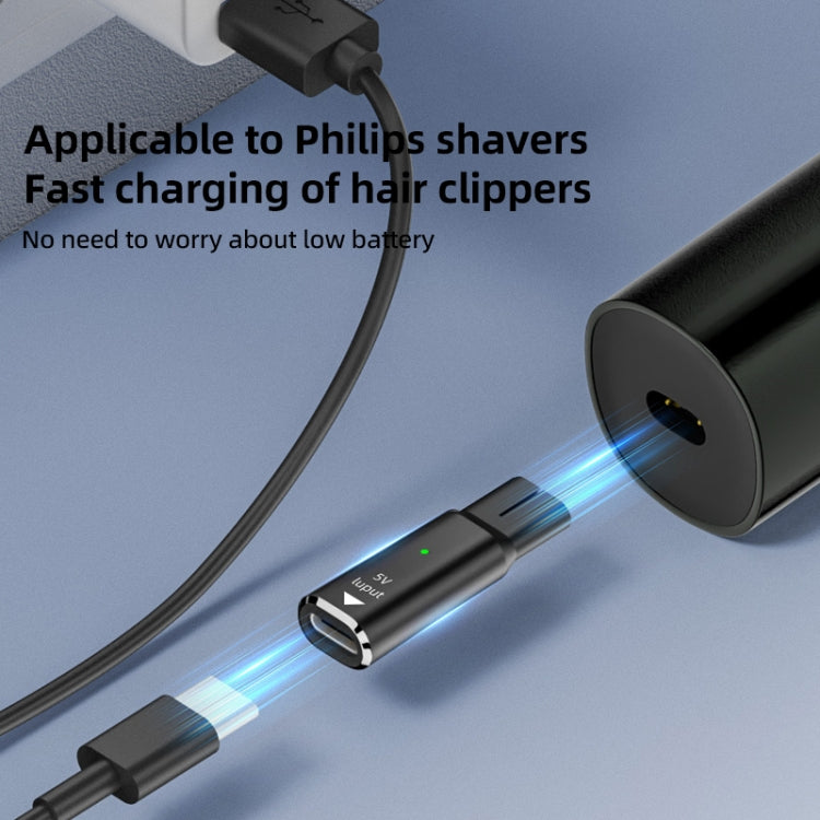 Shaver / Clipper Charging Adapter for Philips, Interface:Type-C to 4.3V Single Slot(Black) by bashfashion