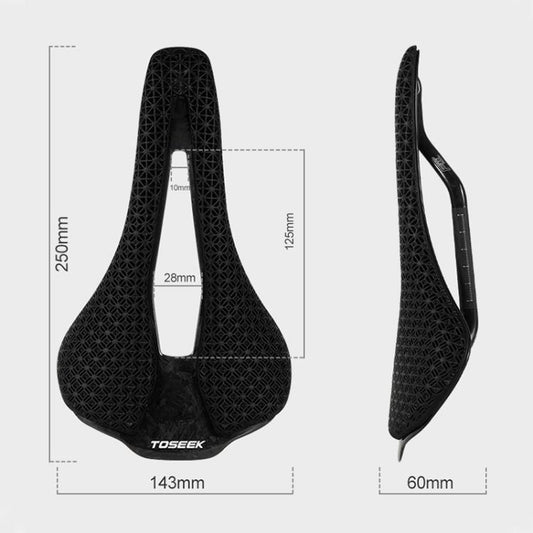 TOSEEK P10 Carbon Fiber 3D Printed Road Mountain Bike Seat, Width:143mm by TOSEEK