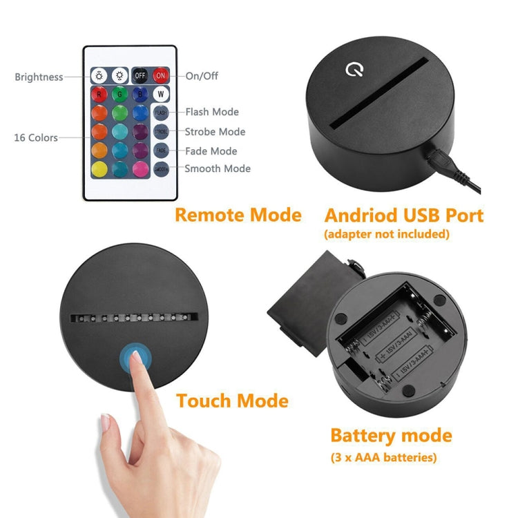 Elephant Shape 3D Colorful LED Vision Light Table Lamp, 16 Colors Remote Control Version by bashfashion