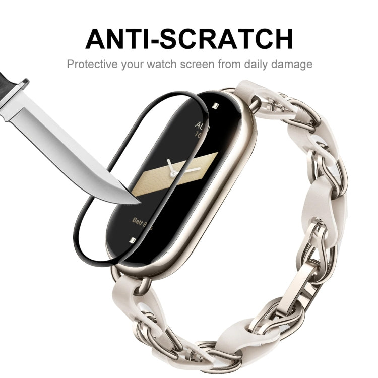 For Xiaomi Mi Band 8 ENKAY Hat-Prince 2 in 1 Set Full Coverage Screen Protector + Nylon Loop Watch Band(Rainbow+White) by ENKAY