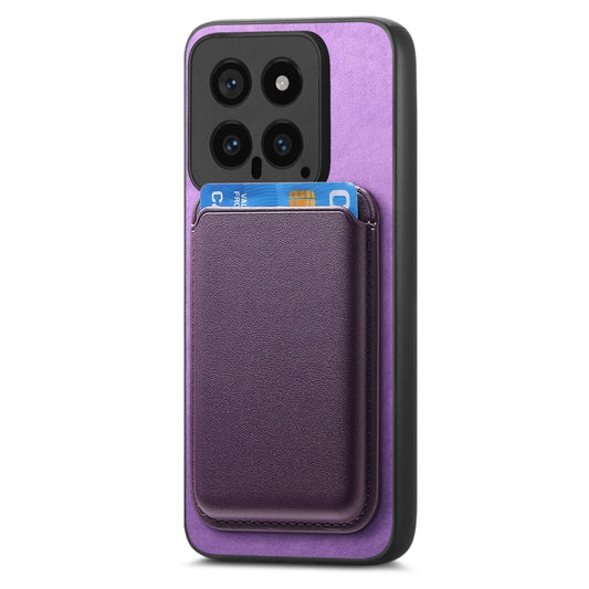 For Xiaomi Redmi Note 13 5G Retro Magsafe Card Bag PU Back Cover Phone Case(Purple) by bashfashion