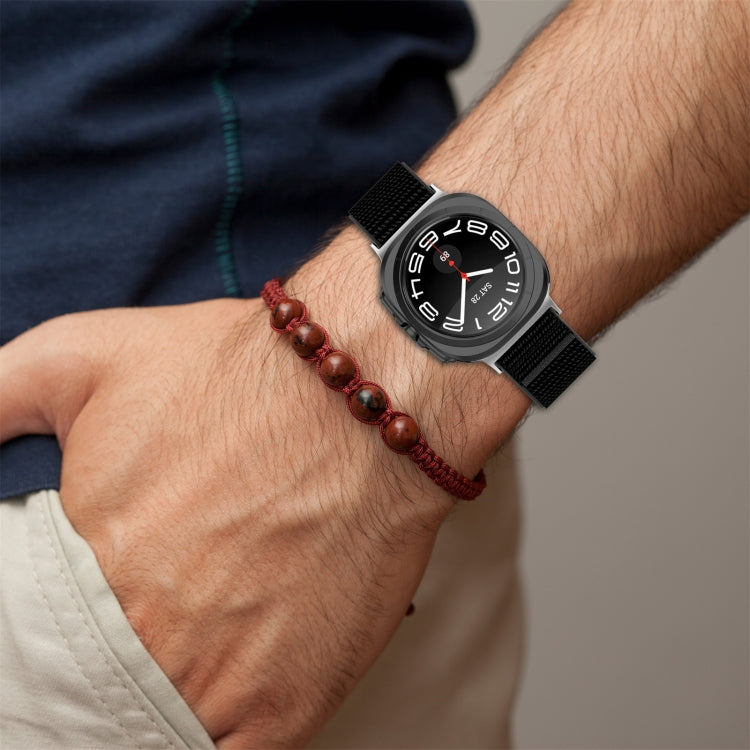 For Samsung Galaxy Watch Ultra 47mm Loop Nylon Hook and Loop Fastener Watch Band(Gray Blue) by bashfashion