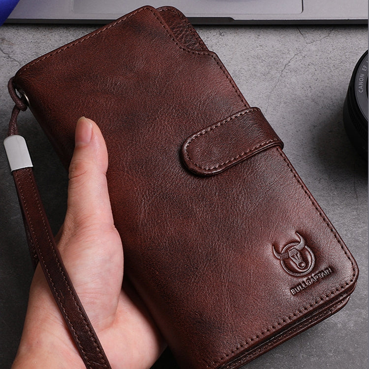 BULL CAPTAIN 028 Long Buckle Retro Cowhide Multi-Function Wallet (Red) by BULL CAPTAIN