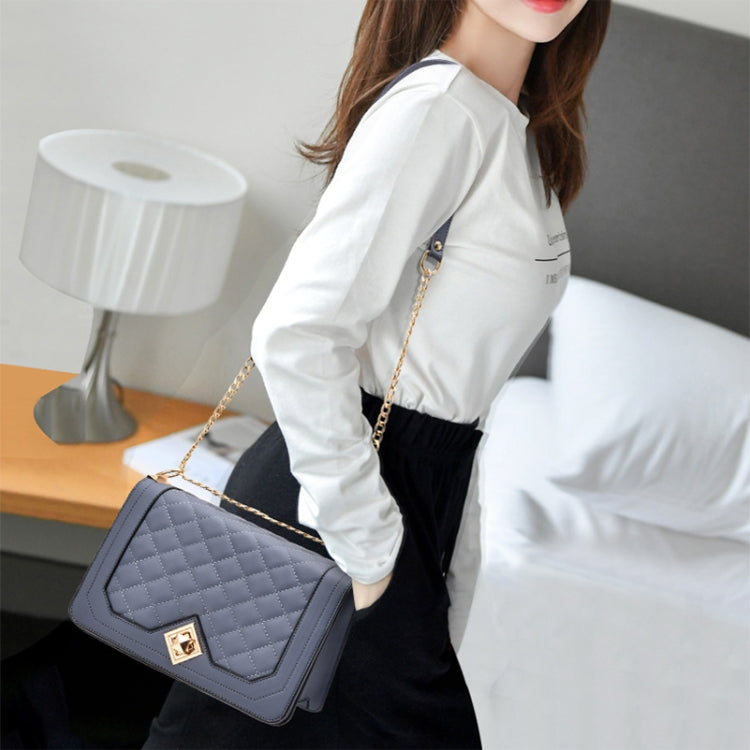 6382 One-shoulder Diagonal Rhombus Chain Bag(Dark Red) by bashfashion