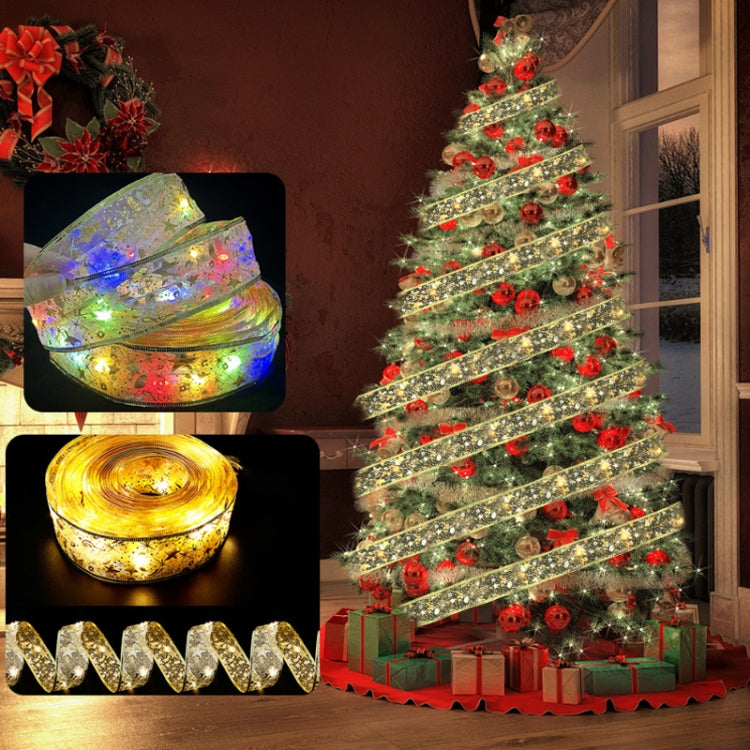 Christmas LED Lights Bronzing Double Ribbon String Lights, Specification: 5m(Gold Color Light) by bashfashion