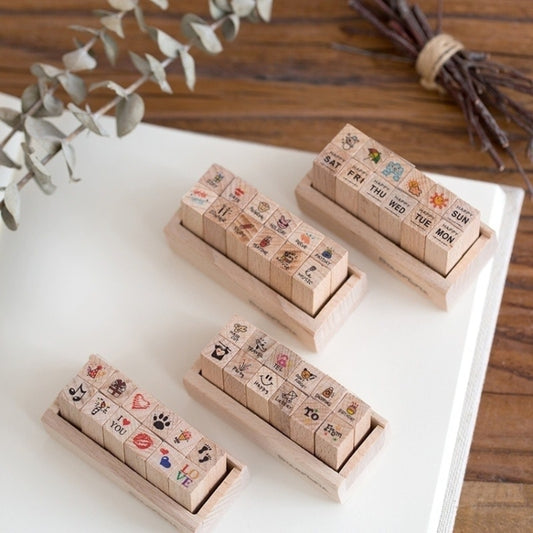2 Sets D25 12PCS/Set Wooden Cartoon Handbook Decoration Stamps(B) by bashfashion