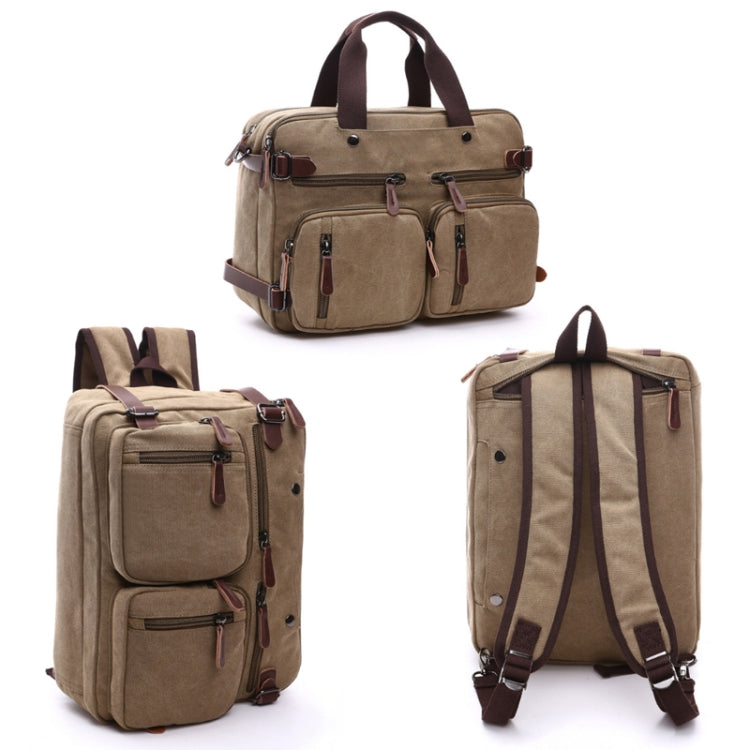 Casual Canvas Three-Purpose Business Briefcase Computer Bag, Color: Khaki Large by bashfashion