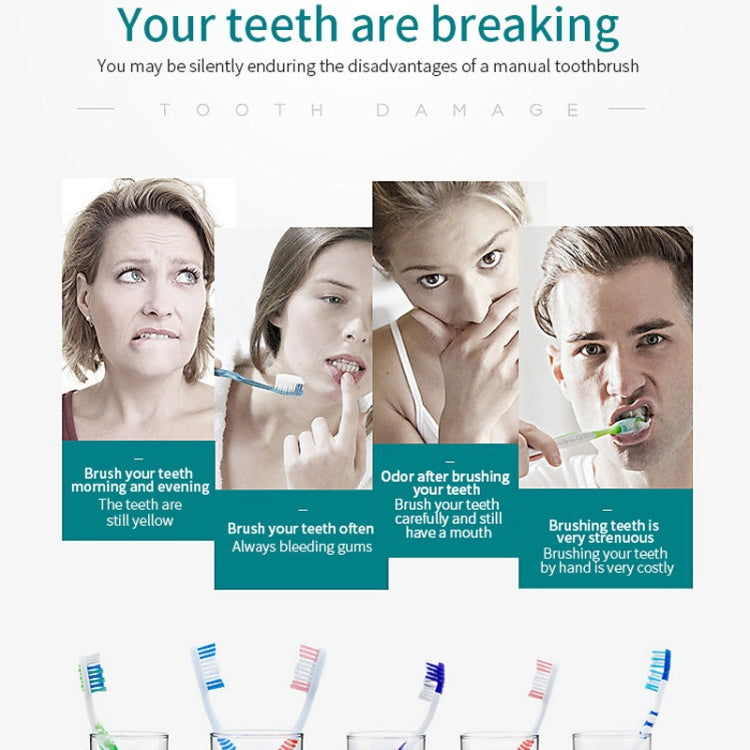 Rechargeable Ultrasonic Soft Bristle Electrical Toothbrushes Flosser 6 Gear With 4 Brushes(White) by bashfashion