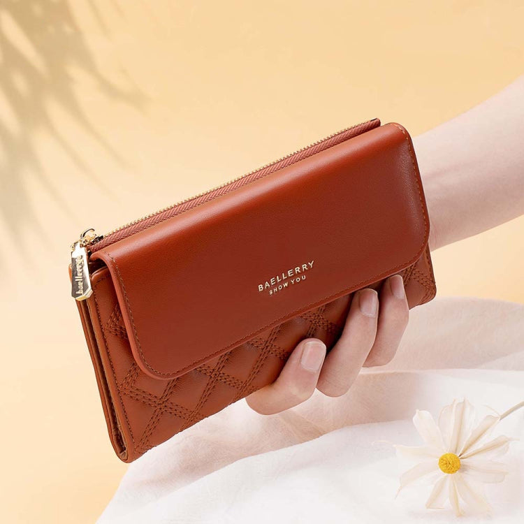 Baellerry N2403 Ladies Long Wallet with Multiple Card Slots Large Capacity Tri-fold Clutch Bag, Color: Pink by Baellerry