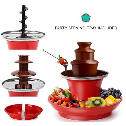 35W 3 Tier Chocolate Fountain Mini Fondue Set with Hot Melting Pot Base 110V US Plug by bashfashion