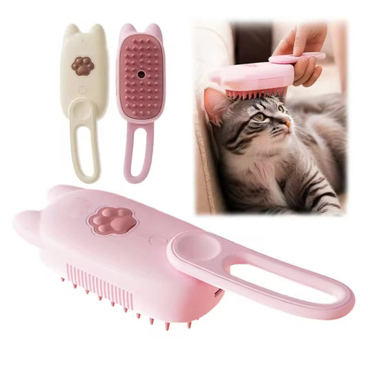 Pet Electrical Spray Massage Comb Hair Removal Cleaning Grooming Brush(Cat Rotating Handle White) by bashfashion
