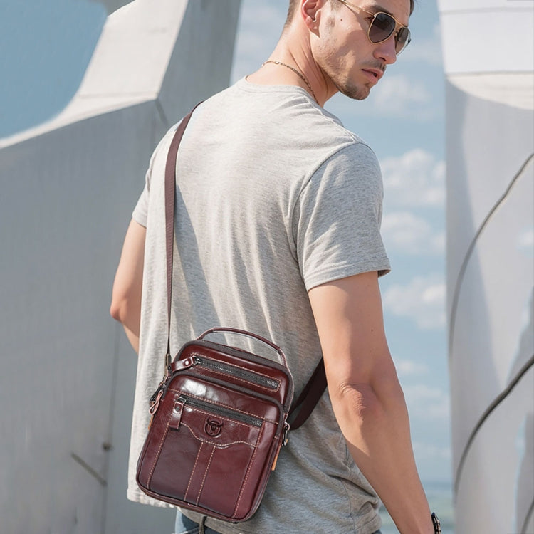 BULL CAPTAIN 0400 Large-Capacity First-Layer Cowhide Retro Single-Shoulder Crossbody Bag(Yellow) by BULL CAPTAIN