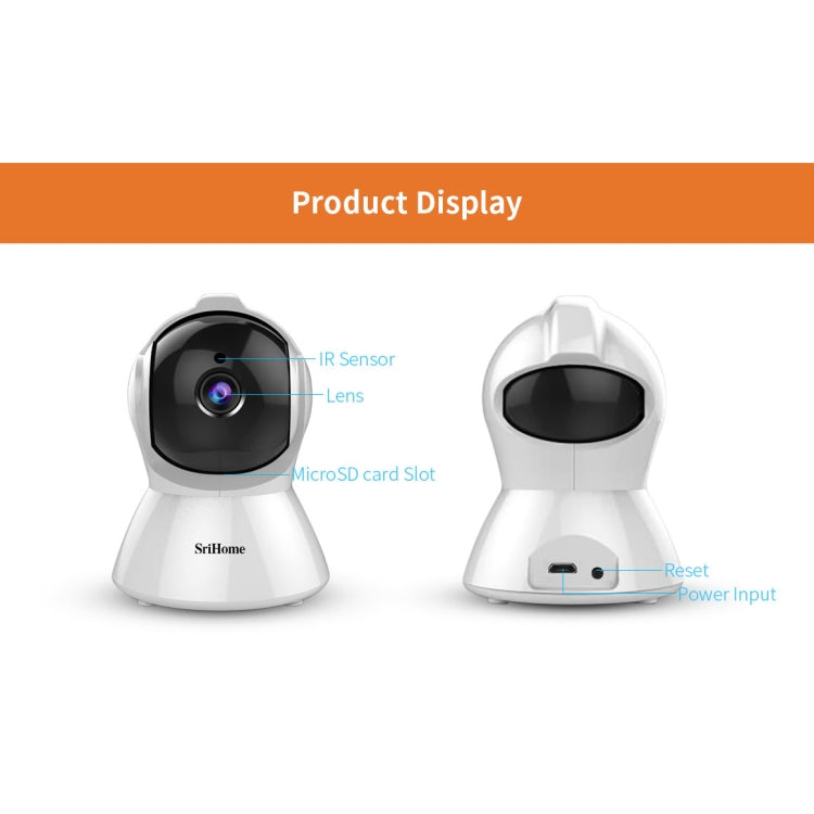 SriHome SH025 2.0 Million Pixels 1080P HD AI Auto-tracking IP Camera, Support Two Way Audio / Motion Tracking / Humanoid Detection / Night Vision / TF Card, EU Plug by SriHome