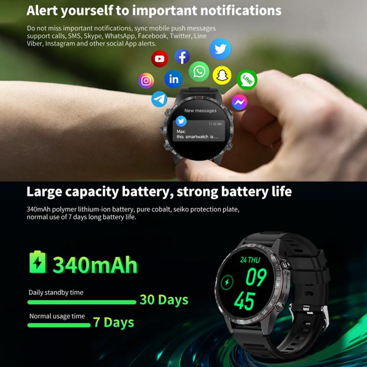 HAMTOD 1.6 inch Waterproof Smart Watch, Support Bluetooth Call / Heart Rate / Blood Oxygen Monitoring / NFC (Black) by HAMTOD