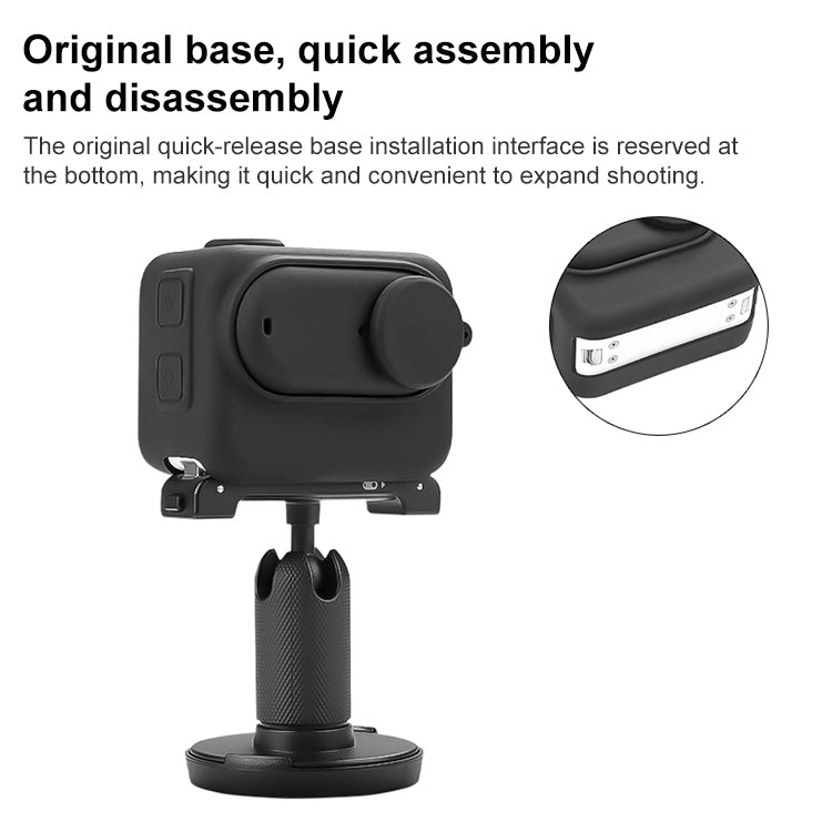 For Insta360 GO 3 Camera Body Charging Case Silicone Case with Lens Cap & Strap (Black) by bashfashion