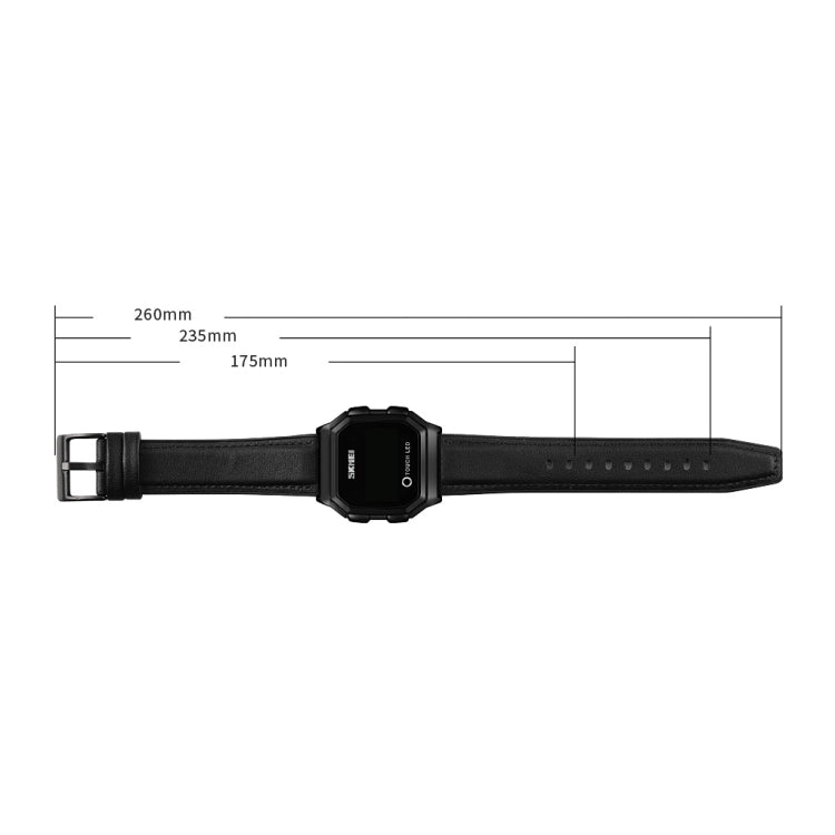 SKMEI 1650 Leather Strap Version LED Digital Display Electronic Watch with Touch Luminous Button(Silver) by SKMEI