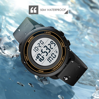 SKMEI 1736 Triplicate Round Dial Timing LED Digital Display Luminous Electronic Watch(Rose Red and Black) by SKMEI