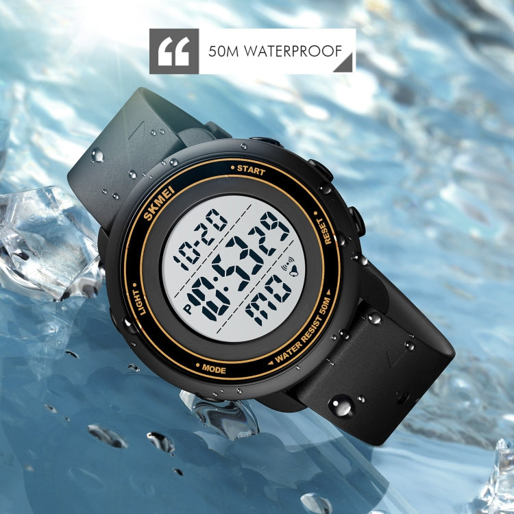 SKMEI 1736 Triplicate Round Dial Timing LED Digital Display Luminous Electronic Watch(Black and White) by SKMEI