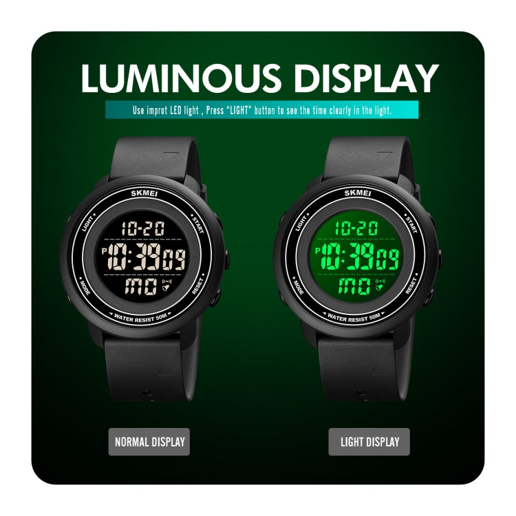 SKMEI 1736 Triplicate Round Dial Timing LED Digital Display Luminous Electronic Watch(Gold and White) by SKMEI