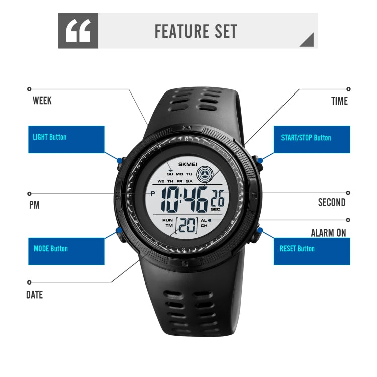 SKMEI 1773 Triplicate Round LED Dual Time Digital Display Colorful Backlight Electronic Watch(Blue White) by SKMEI