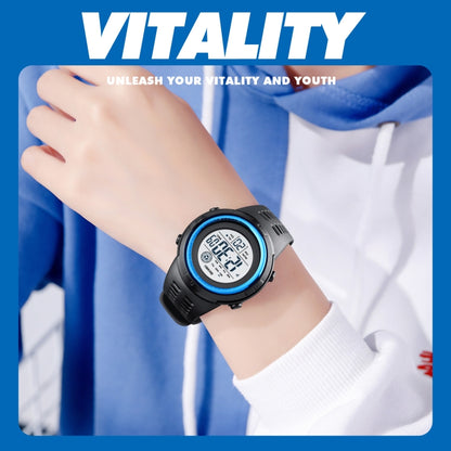 SKMEI 1773 Triplicate Round LED Dual Time Digital Display Colorful Backlight Electronic Watch(Light Green) by SKMEI