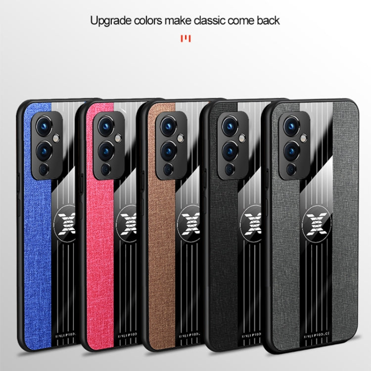 For OnePlus 9 XINLI Stitching Cloth Texture Shockproof TPU Phone Case(Grey) by XINLI