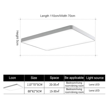 Macaron LED Rectangle Ceiling Lamp, White Light, Size:88x62cm(Grey) by bashfashion