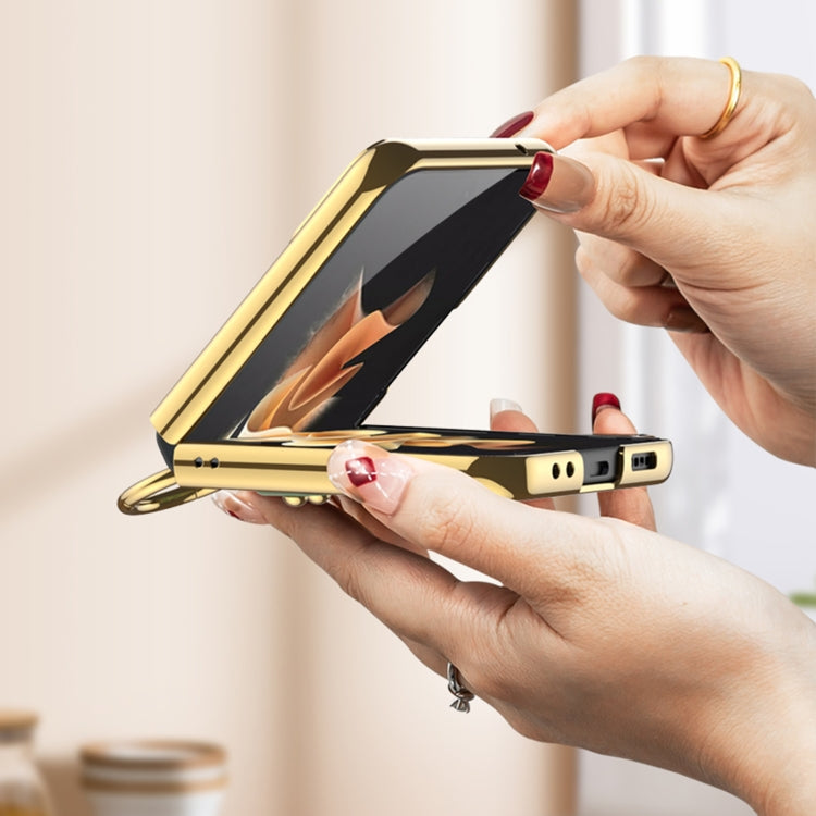 For Samsung Galaxy Z Flip4 GKK Weave Texture Electroplating Protective Phone Case(Blue) by GKK