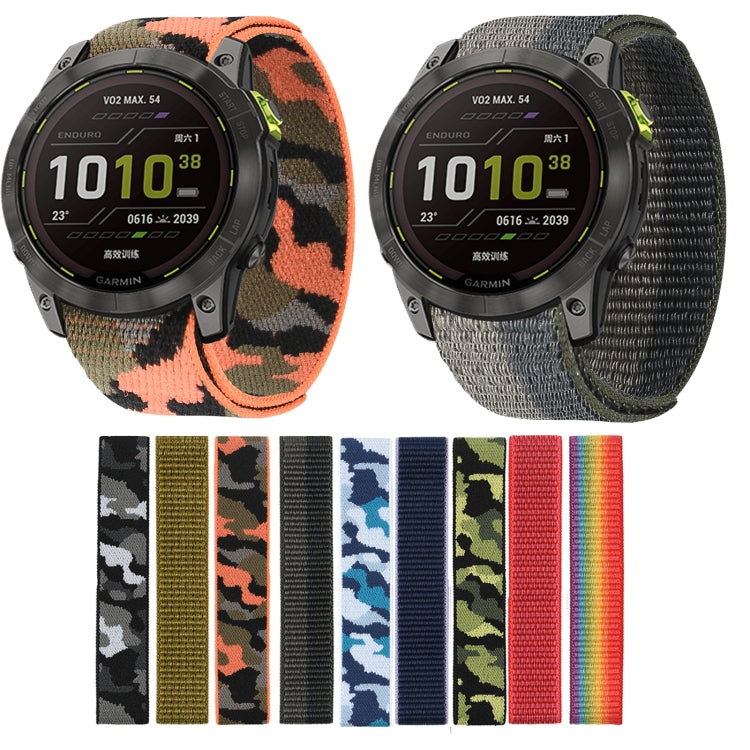 For Garmin Fenix 7 Hook And Loop Fastener Nylon Watch Band(Camouflage Blue) by bashfashion