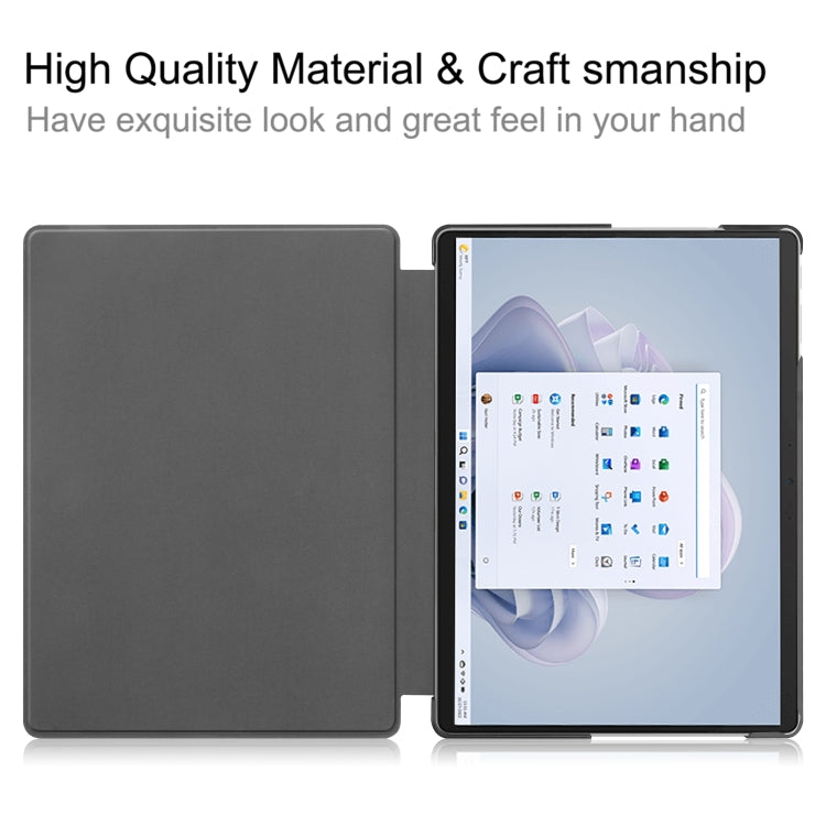 For Microsoft Surface Pro 9 Custer Pure Color Holder Leather Tablet Case(Black) by bashfashion