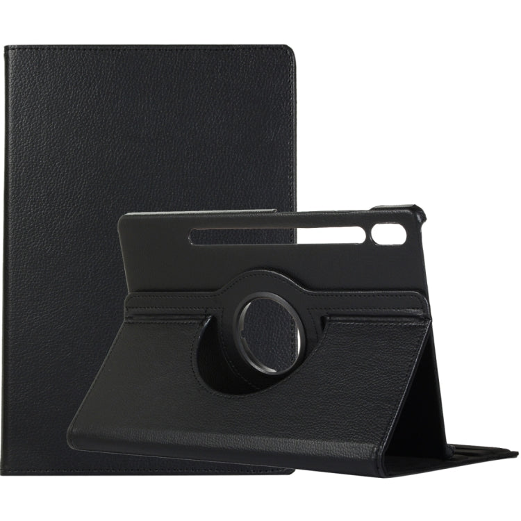 For Samsung Galaxy Tab S9 Ultra Litchi Texture 360 Degrees Rotation Holder Leather Tablet Case(Black) by bashfashion