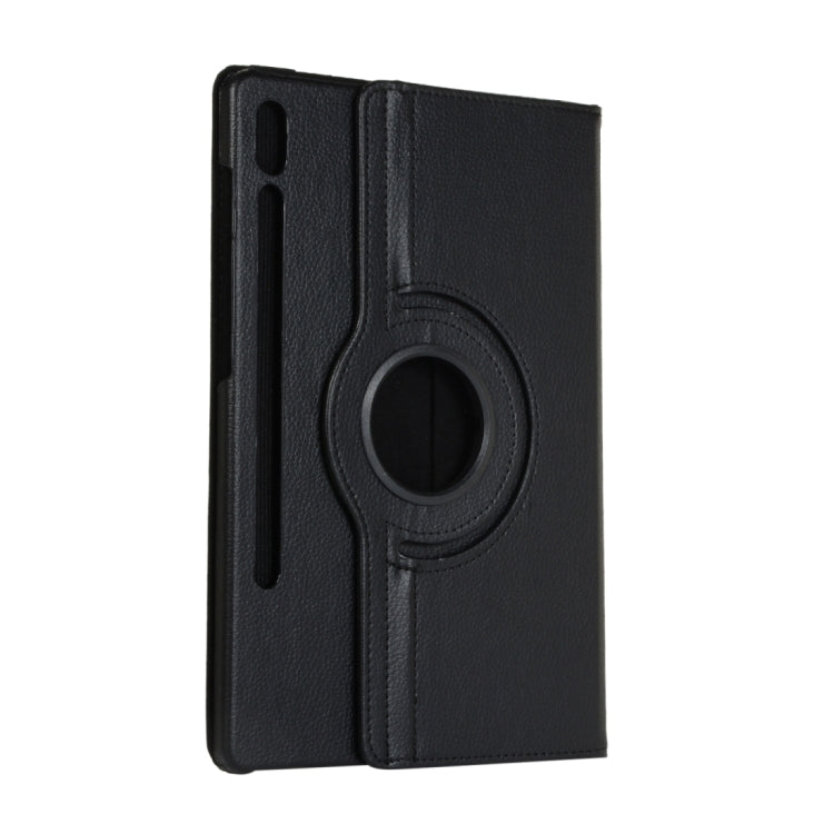 For Samsung Galaxy Tab S9 Ultra Litchi Texture 360 Degrees Rotation Holder Leather Tablet Case(Black) by bashfashion
