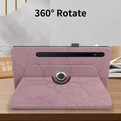 For Samsung Galaxy Tab S9 / S9 FE Tree Life Embossed Rotation Leather Tablet Case(Rose Gold) by bashfashion