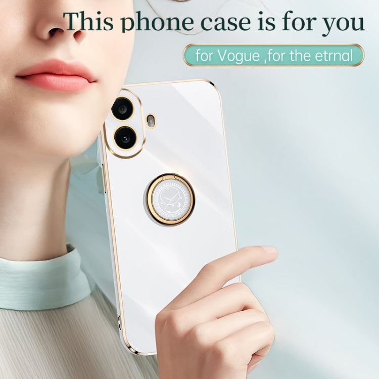 For Nothing CMF Phone 1 XINLI Straight Edge 6D Electroplate TPU Phone Case with Ring Holder(Mint Green) by XINLI