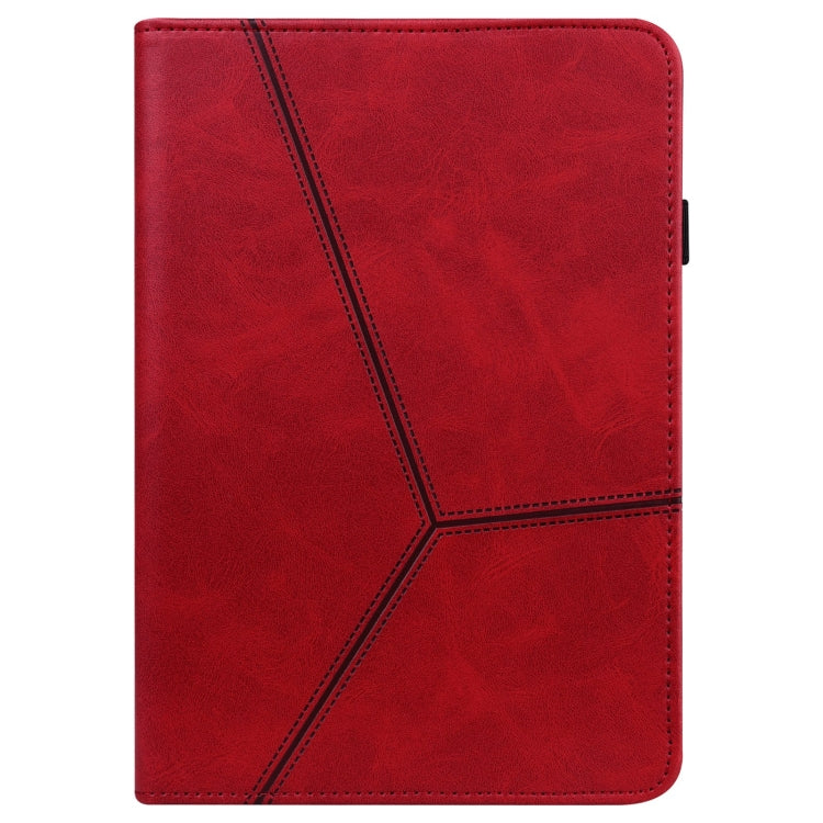 For Samsung Galaxy Tab A9 Solid Color Stripe Embossed Leather Tablet Case(Red) by bashfashion