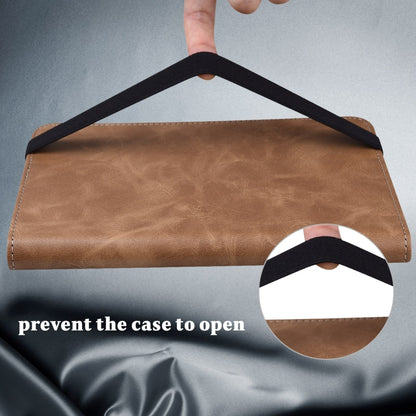 For Samsung Galaxy Tab A9+ Solid Color Stripe Embossed Leather Tablet Case(Brown) by bashfashion