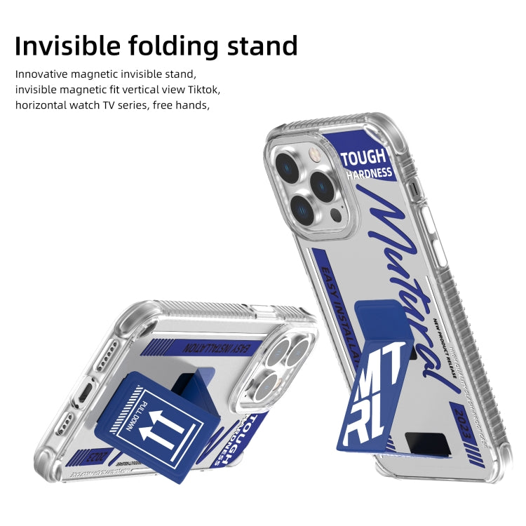 For iPhone 15 Pro Max Mutural Wing Flash Series TPU Phone Case with IML Stand(Blue) by Mutural