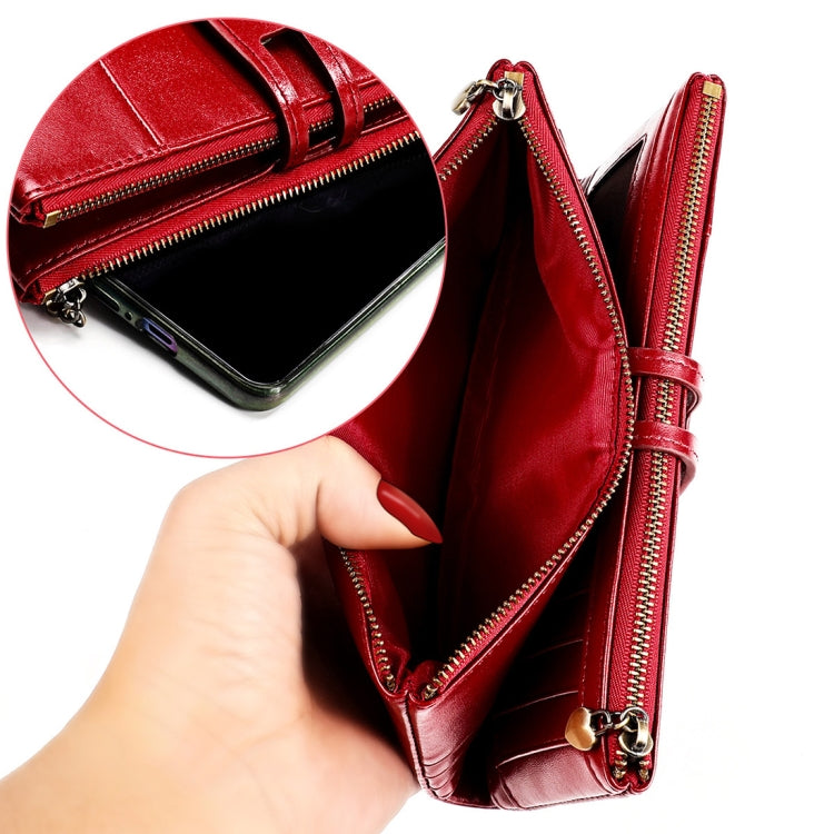 3513 Antimagnetic RFID Multi-function Retro Leather Lady Wallet Large-capacity Purse with Card Holder(Red) by bashfashion