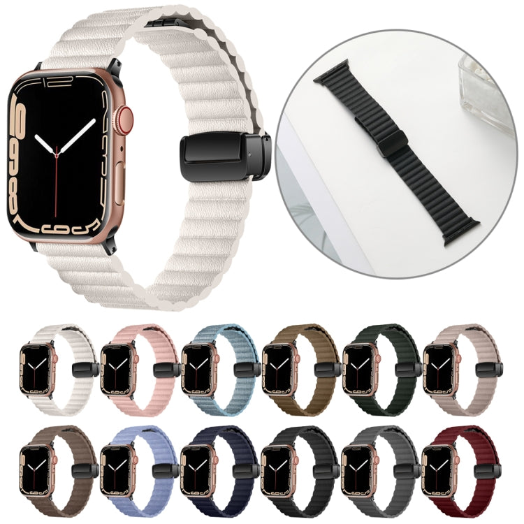 For Apple Watch Series 5 40mm Water Ripple Magnetic Folding Buckle Watch Band, Style: Bold Version(Black) by bashfashion