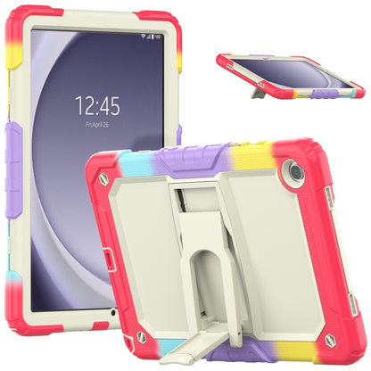 For Samsung Galaxy Tab A11+ / A9+ Silicone Hydric PC Tablet Case with Shoulder Strap & Holder(Colorful Red) by bashfashion