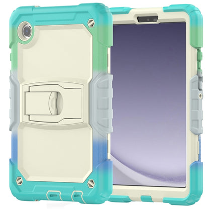 For Samsung Galaxy Tab A11 / A9 Silicone Hydric PC Tablet Case with Shoulder Strap & Holder(Colorful Light Blue) by bashfashion