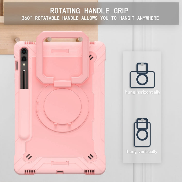 For Samsung Galaxy Tab S9 FE+ / S9+ Handle Robot Silicone Hybrid PC Tablet Case(Rose Gold) by bashfashion