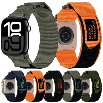For Apple Watch Series 7 41mm Nylon Hook And Loop Fastener Watch Band(Army Green) by bashfashion