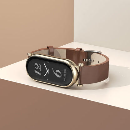 For Xiaomi Smart Band 10 / 9 / 8 Mijobs GT4 First Layer Cowhide Watch Band(Red Silver) by MIJOBS