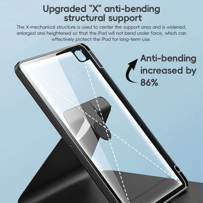 For iPad Pro 12.9 2022/2021/2020 ZGA Tri-Fold 360 Rotation Smart Leather Tablet Case(Black) by ZGA